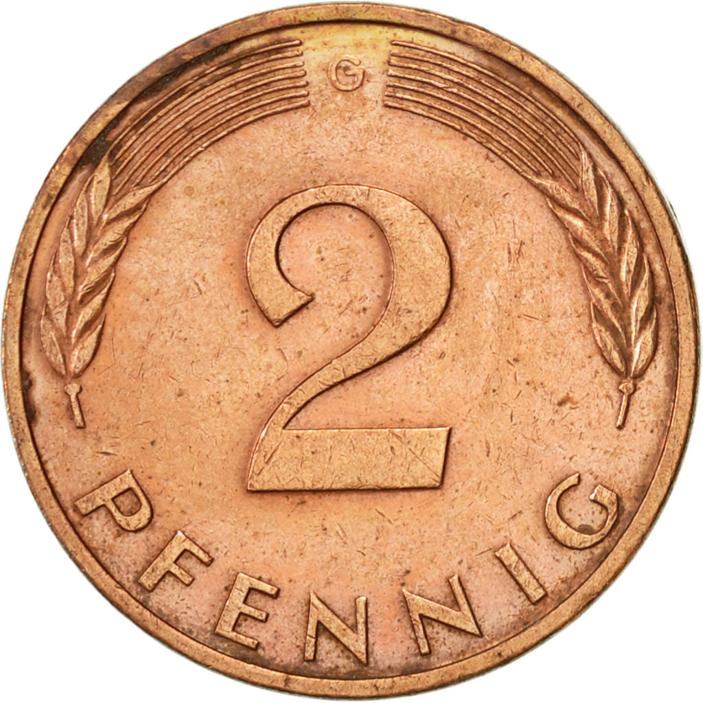 Münze, Bundesrepublik Deutschland, 2 Pfennig, 1982, Karlsruhe, SS+, Copper
