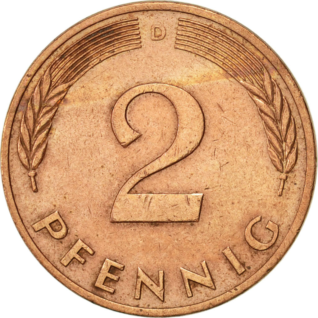 Coin, GERMANY - FEDERAL REPUBLIC, 2 Pfennig, 1985, Munich, AU(50-53), Copper