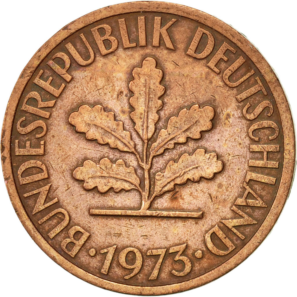 Coin, GERMANY - FEDERAL REPUBLIC, 2 Pfennig, 1973, Munich, EF(40-45), Copper