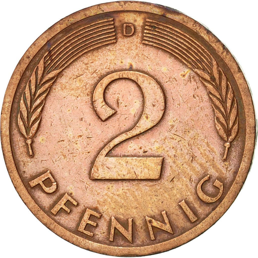 Coin, GERMANY - FEDERAL REPUBLIC, 2 Pfennig, 1973, Munich, EF(40-45), Copper