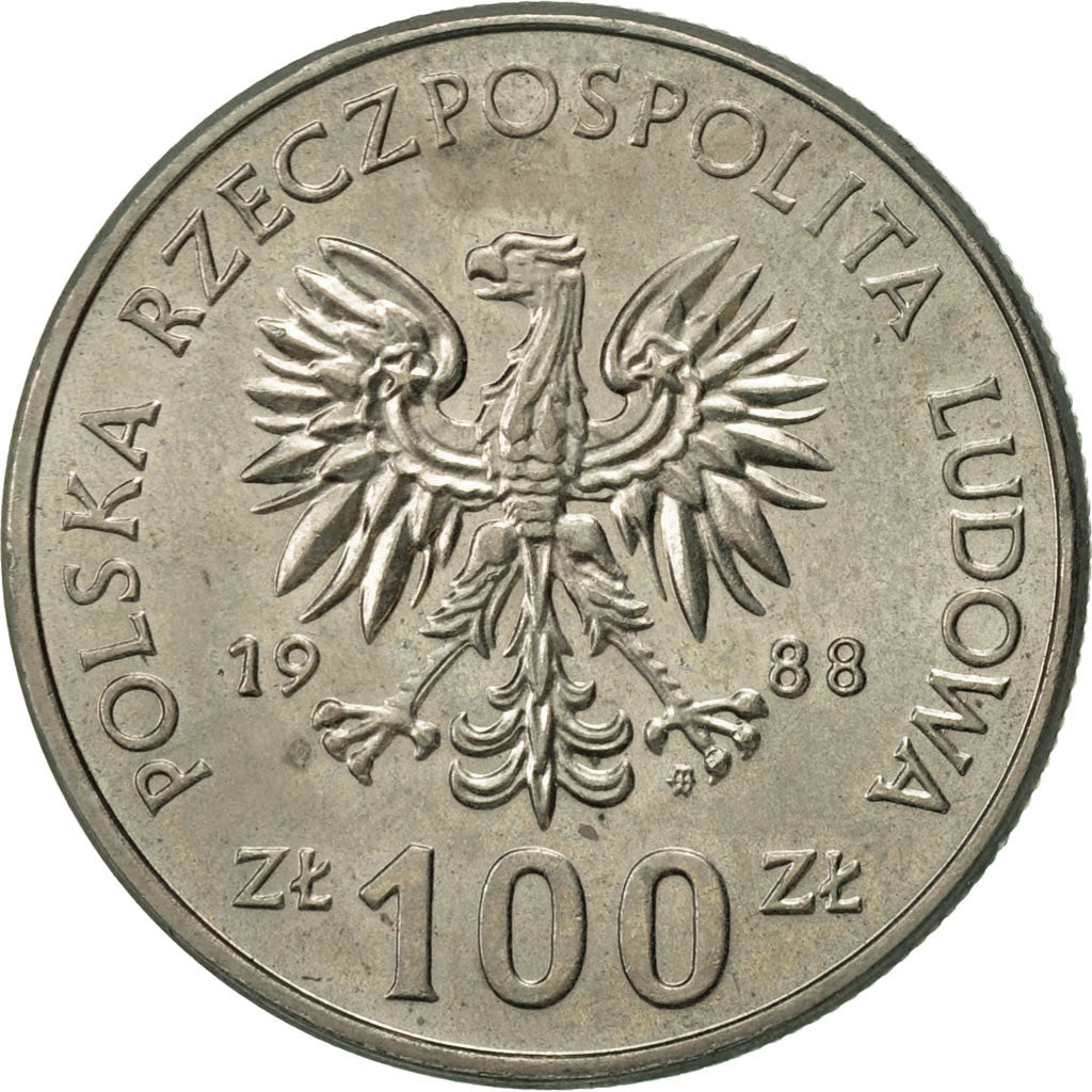 Munten, Polen, 100 Zlotych, 1988, Warsaw, PR, Copper-nickel, KM:182