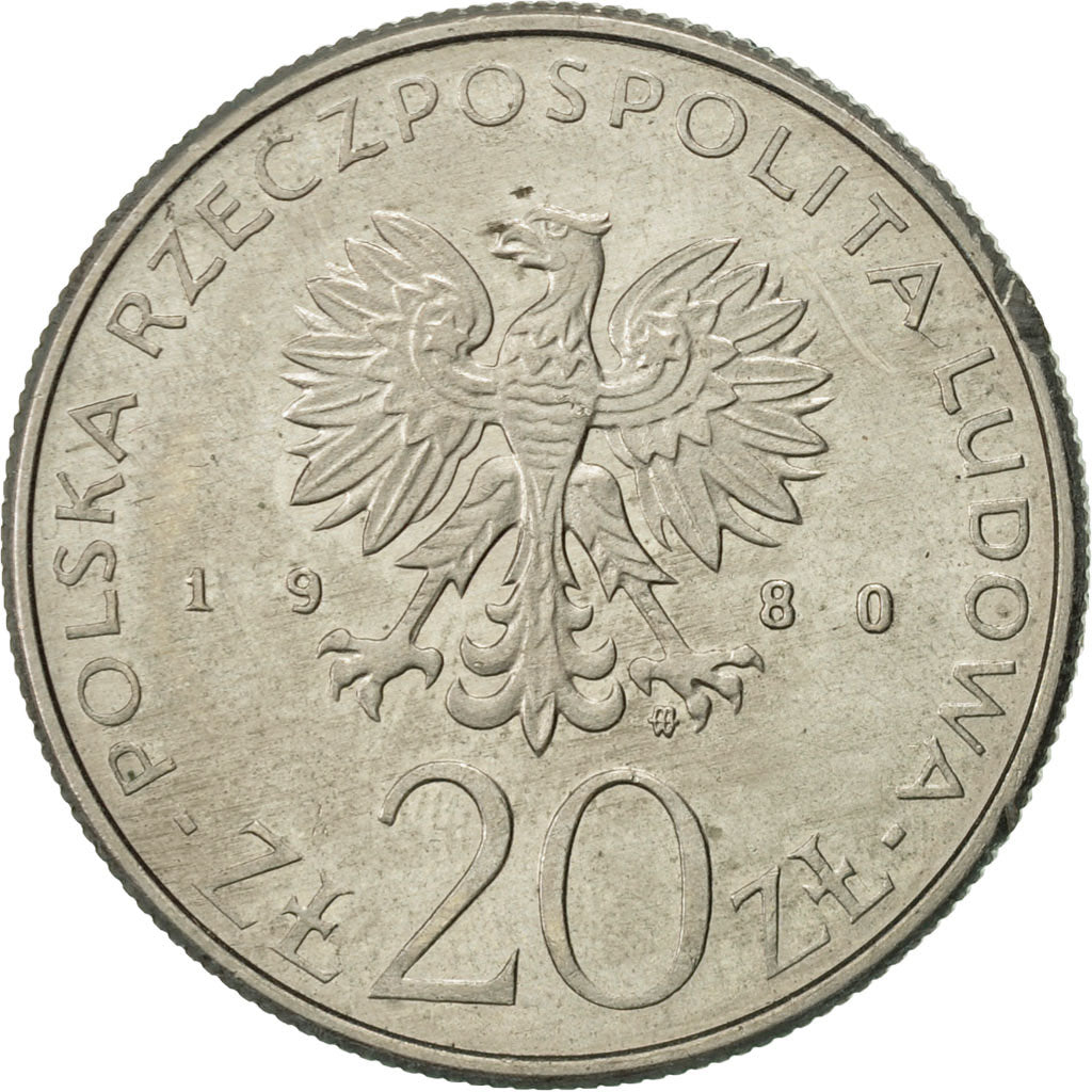Munten, Polen, 20 Zlotych, 1980, Warsaw, PR, Copper-nickel, KM:112