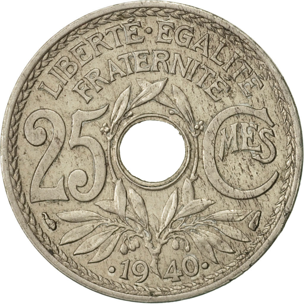 France, Lindauer, 25 Centimes, 1940, EF(40-45), Nickel-Bronze, KM:867b