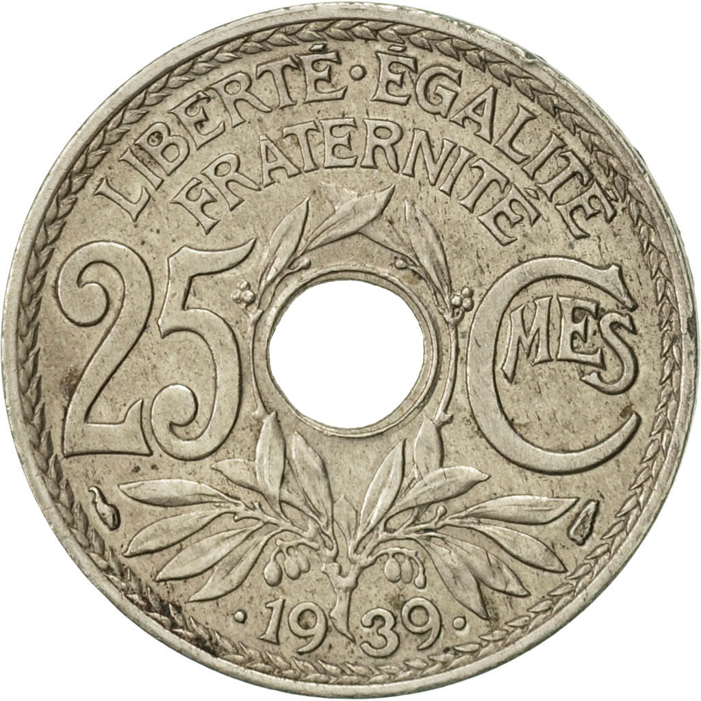 Moneta, Francia, Lindauer, 25 Centimes, 1939, BB, Nichel-bronzo, KM:867b