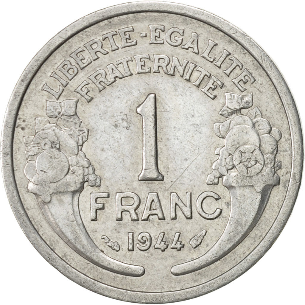 Coin, France, Morlon, Franc, 1944, Paris, EF(40-45), Aluminum, KM:885a.1