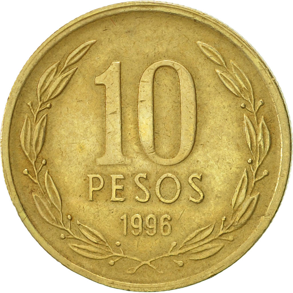 Moneta, Cile, 10 Pesos, 1996, Santiago, BB+, Alluminio-bronzo, KM:228.2