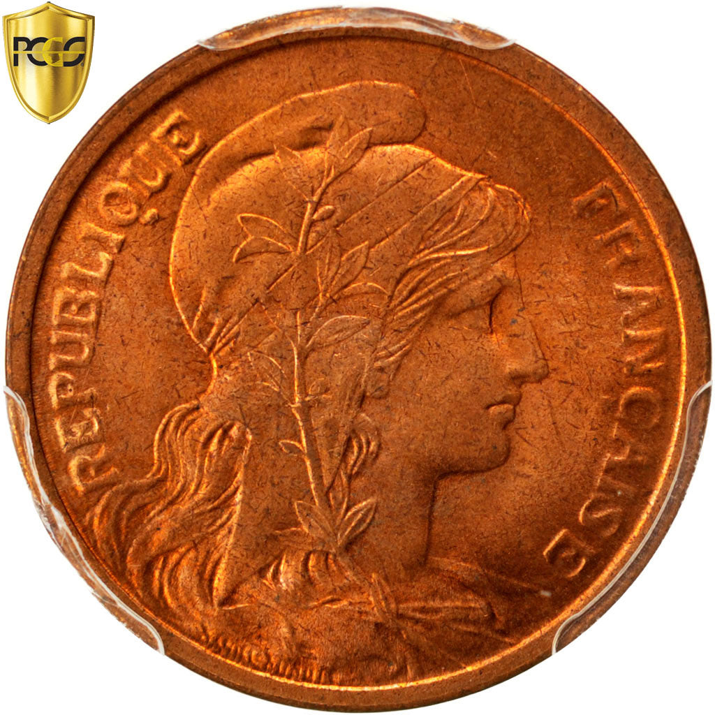 FRANCE, Dupuis, 2 Centimes, 1919, Paris, KM #841, graded, PCGS, MS(65-70),...