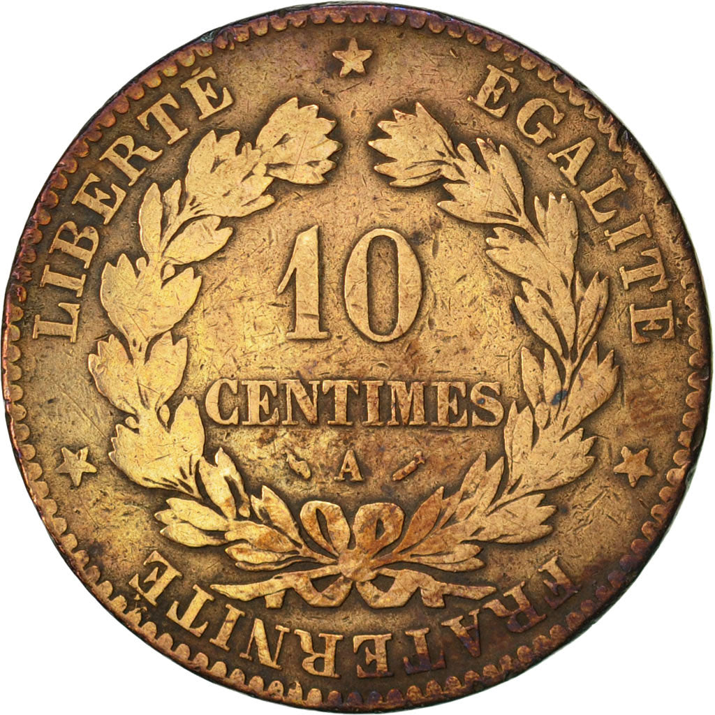 Moneta, Francia, Cérès, 10 Centimes, 1881, Paris, MB, Bronzo, KM:815.1