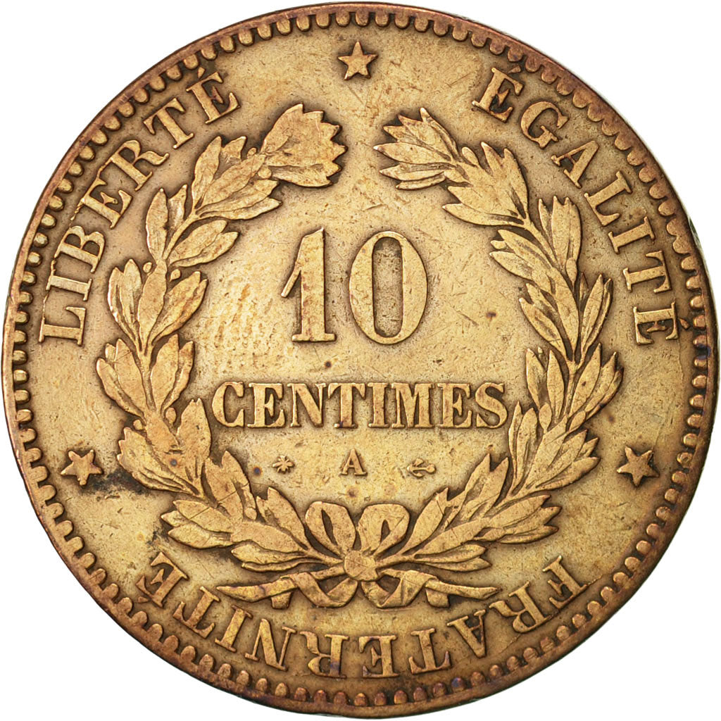 France, Cérès, 10 Centimes, 1872, Paris, VF(30-35), Bronze, KM:815.1