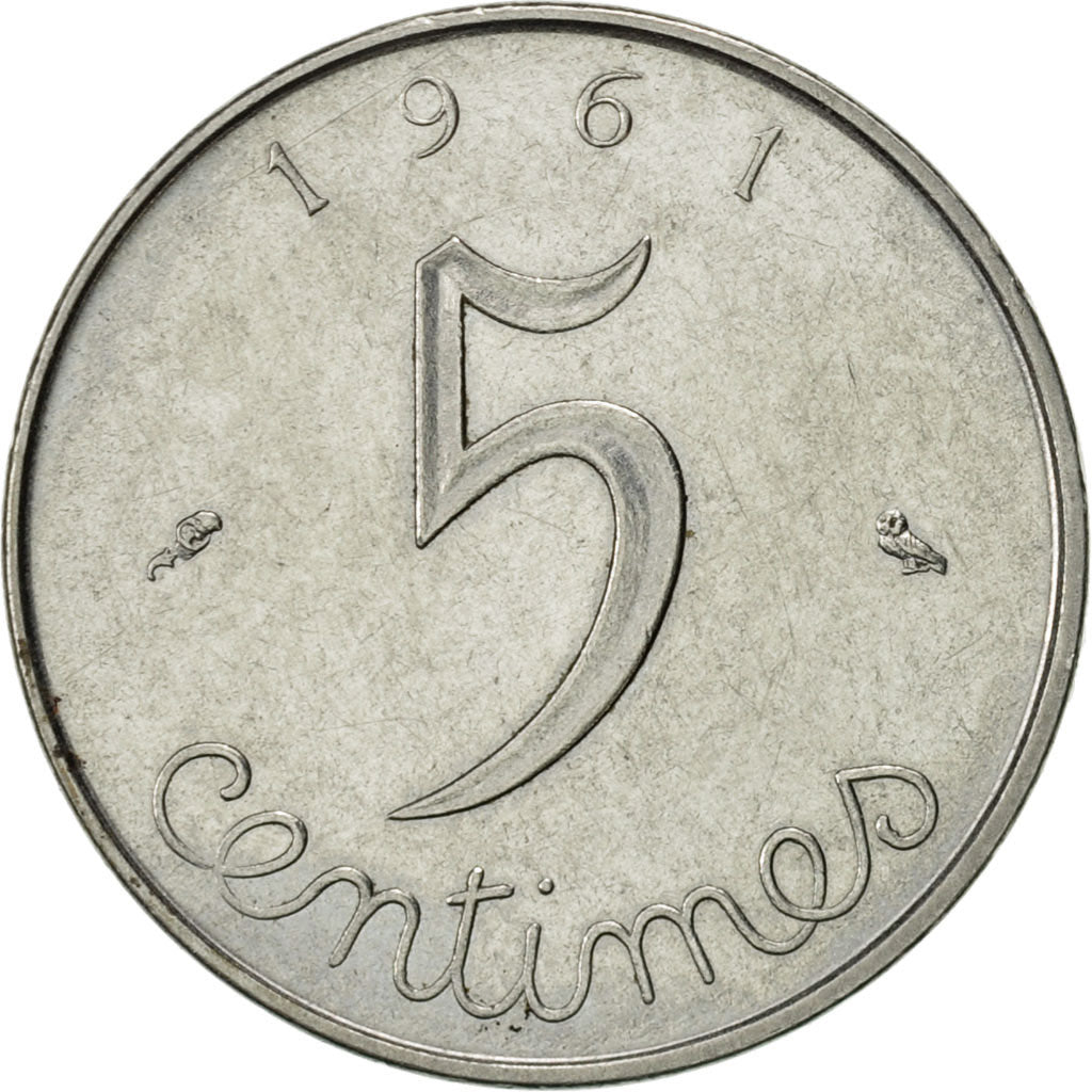 Munten, Frankrijk, Épi, 5 Centimes, 1961, Paris, PR, Stainless Steel, KM:927