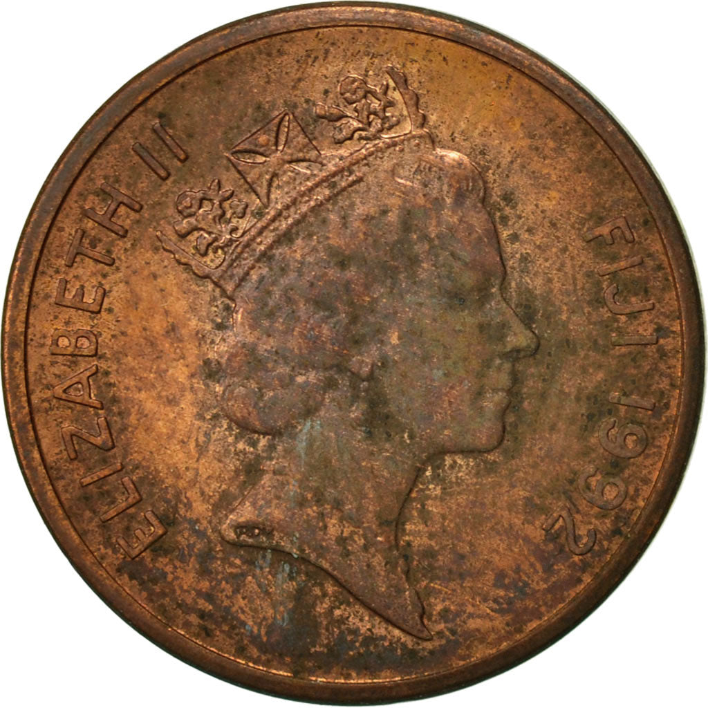 Coin, Fiji, Elizabeth II, Cent, 1992, EF(40-45), Copper Plated Zinc, KM:49a
