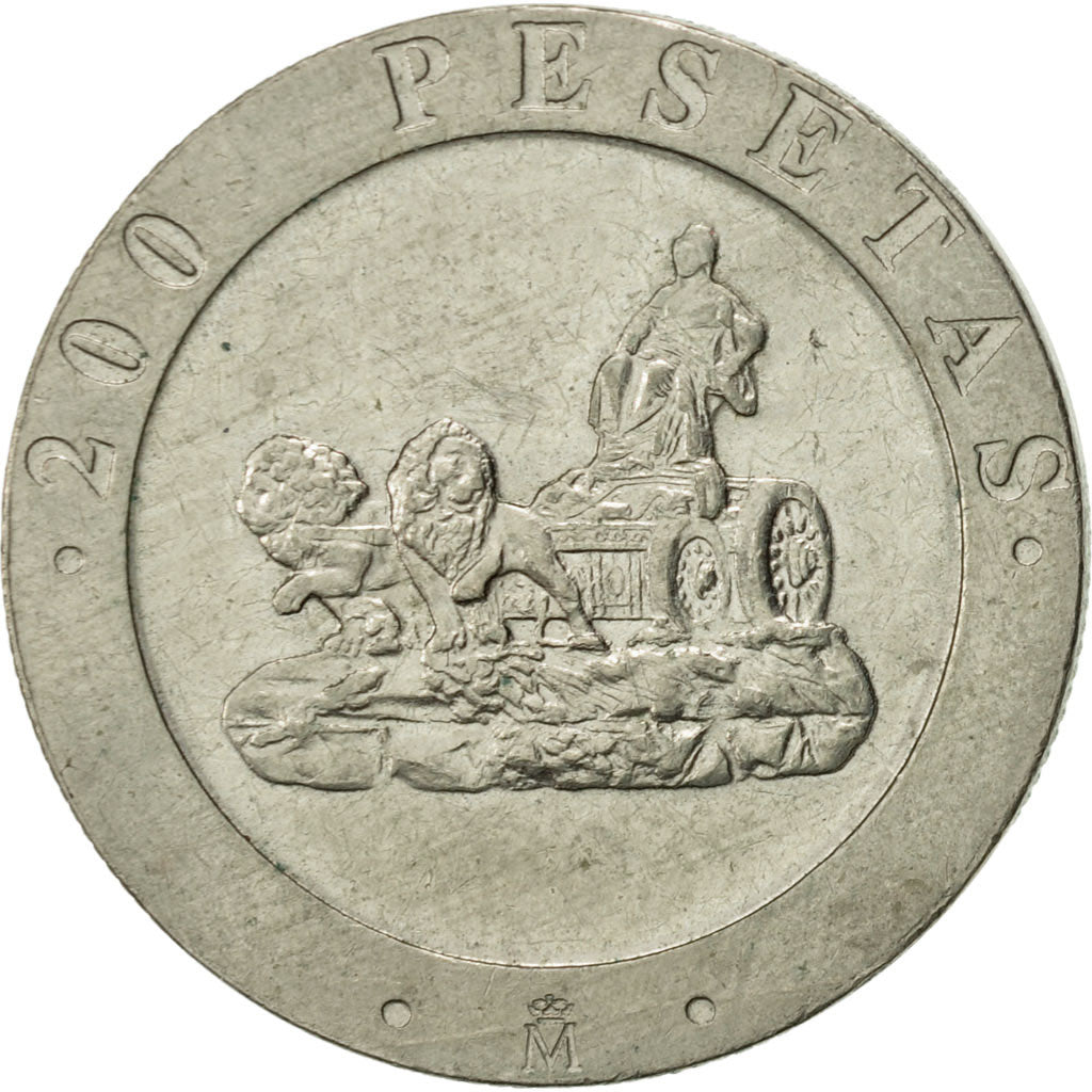 Moneta, Hiszpania, Juan Carlos I, 200 Pesetas, 1990, AU(50-53), Miedź-Nikiel