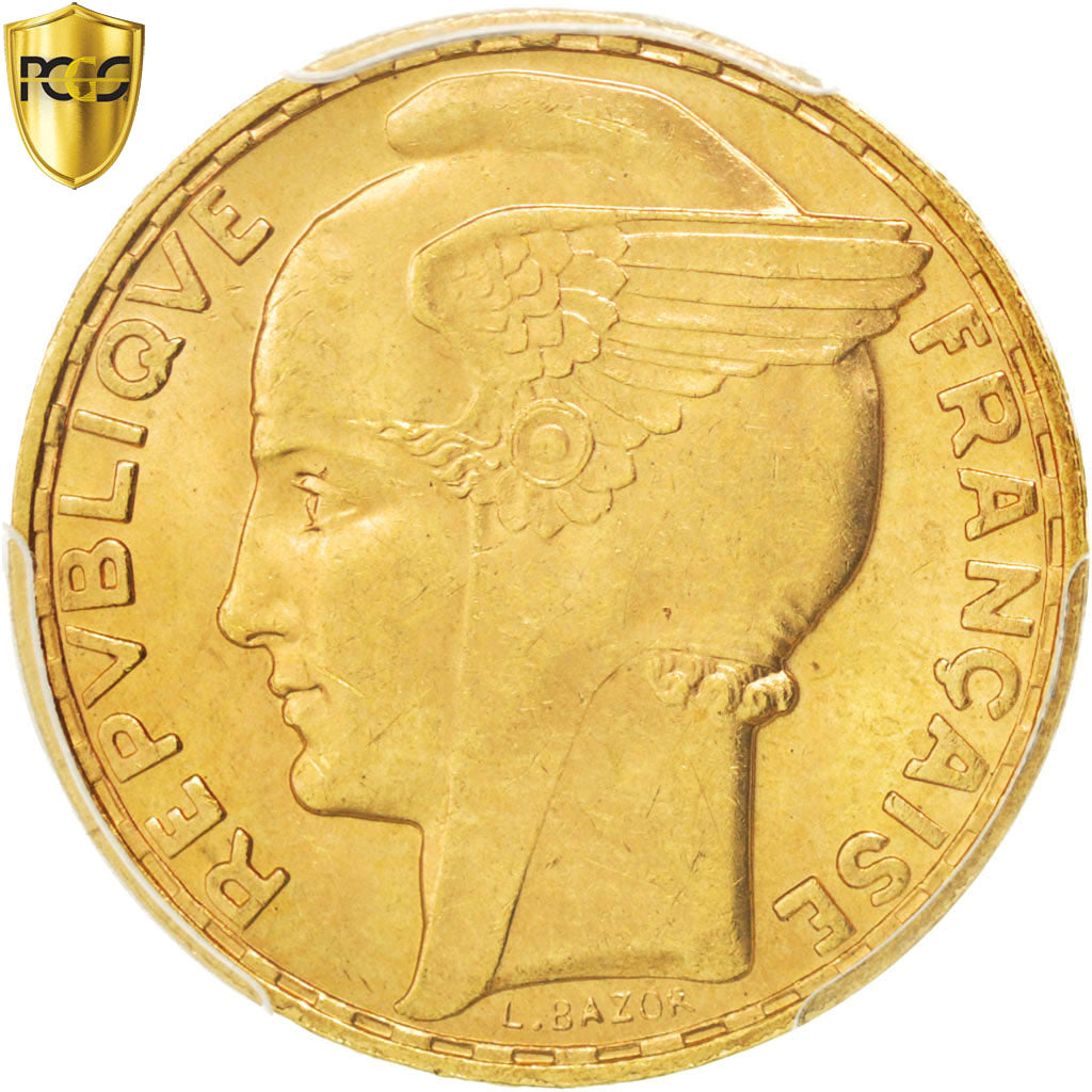 FRANCE, Bazor, 100 Francs, 1936, Paris, KM #880, graded, PCGS, MS(64), Gold,...