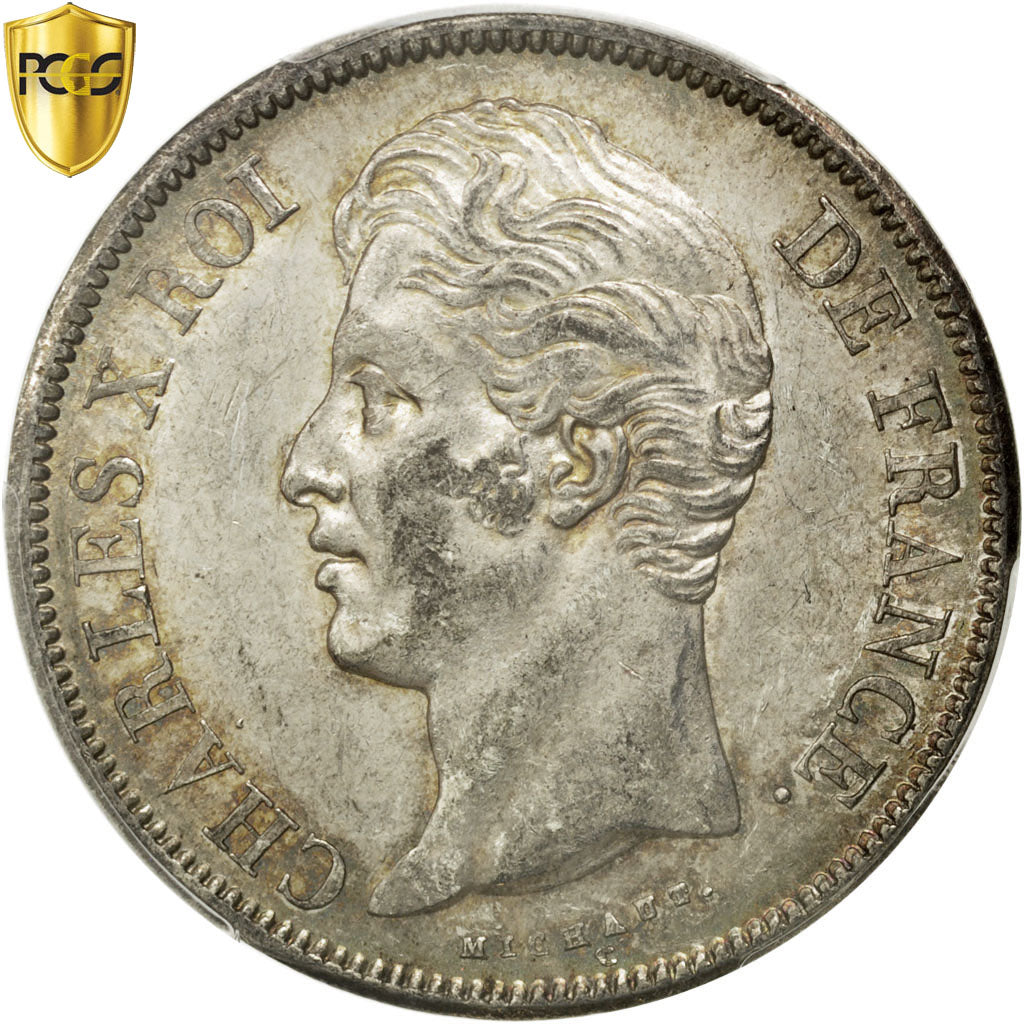 FRANCE, Charles X, 5 Francs, 1828, Strasbourg, KM #728.3, graded, PCGS,...