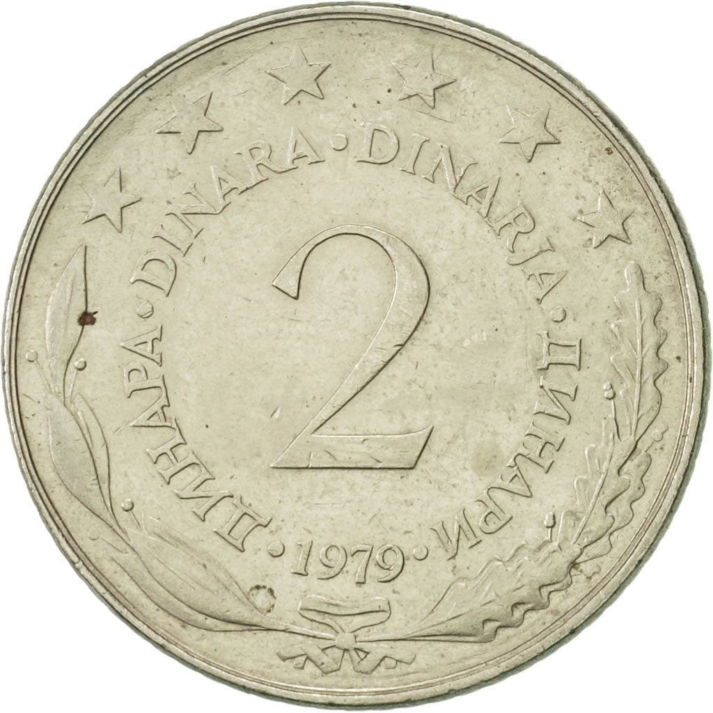Yugoslavia, 2 Dinara, 1979, AU(55-58), Copper-Nickel-Zinc, KM:57