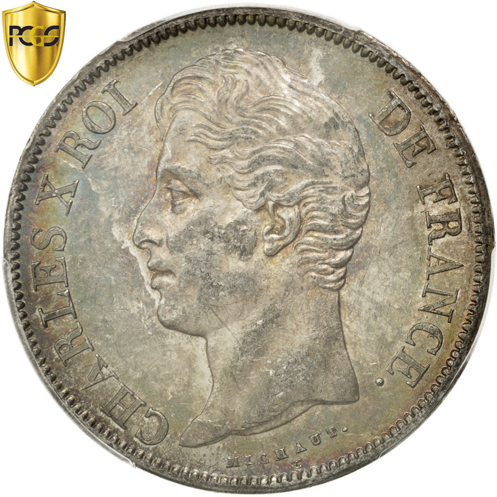Francia, Charles X, 5 Francs, 1829, Paris, PCGS, SPL, Argento, KM:728.1, grad...