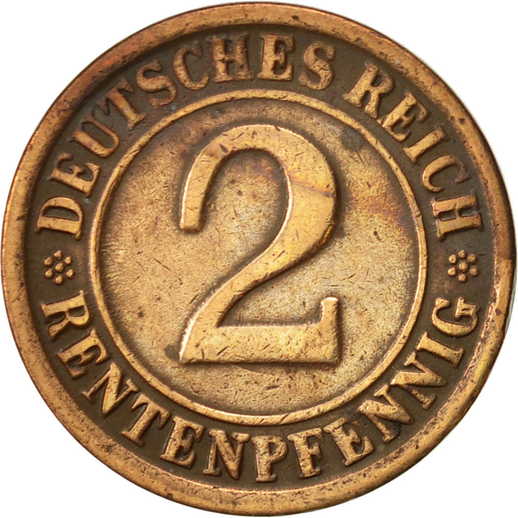 Coin, GERMANY, WEIMAR REPUBLIC, 2 Rentenpfennig, 1924, Stuttgart, EF(40-45)