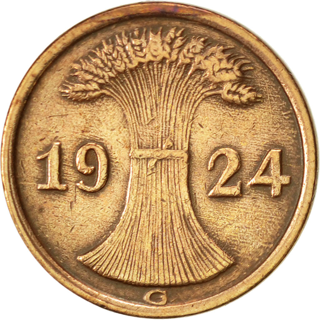 Moneta, GERMANIA, REPUBBLICA DI WEIMAR, 2 Rentenpfennig, 1924, Karlsruhe, BB