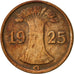 Coin, GERMANY, WEIMAR REPUBLIC, Reichspfennig, 1925, Karlsruhe, EF(40-45)