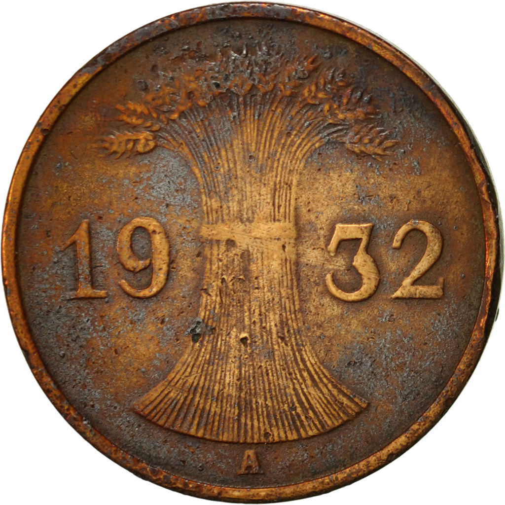 Coin, GERMANY, WEIMAR REPUBLIC, Reichspfennig, 1932, Berlin, EF(40-45), Bronze