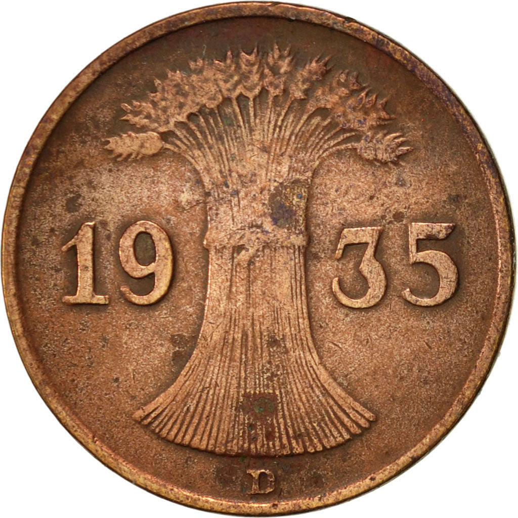 Coin, GERMANY, WEIMAR REPUBLIC, Reichspfennig, 1935, Munich, EF(40-45), Bronze
