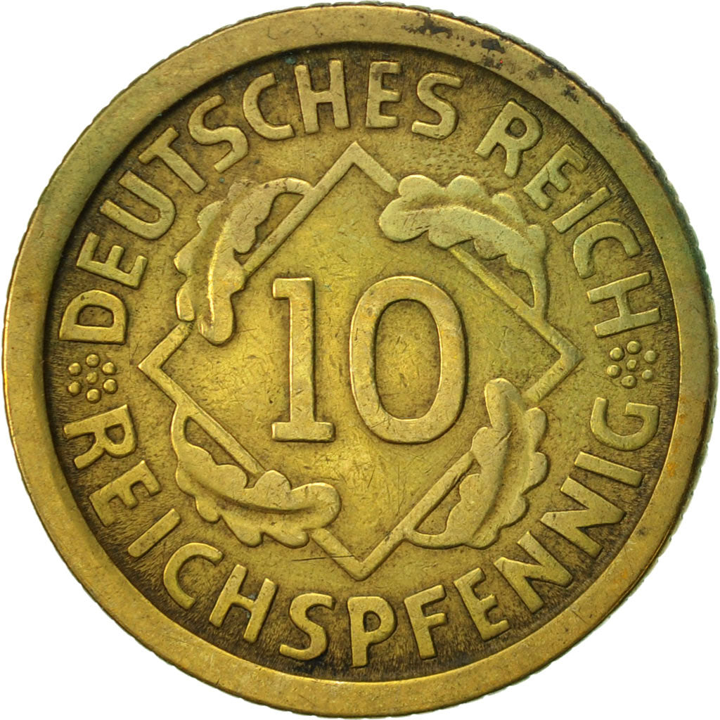 Coin, GERMANY, WEIMAR REPUBLIC, 10 Reichspfennig, 1925, Stuttgart, EF(40-45)