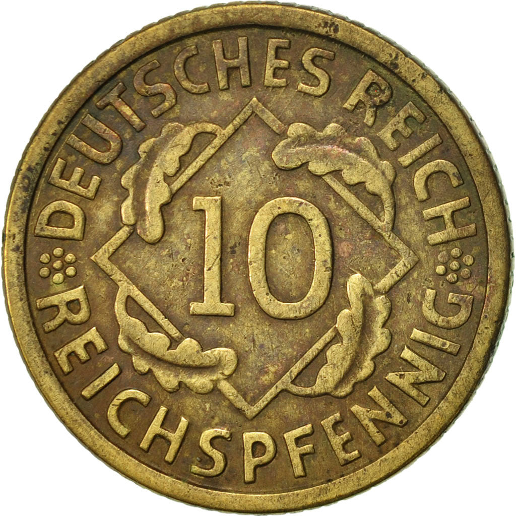 GERMANY, WEIMAR REPUBLIC, 10 Reichspfennig, 1924, Muldenhütten, EF(40-45)