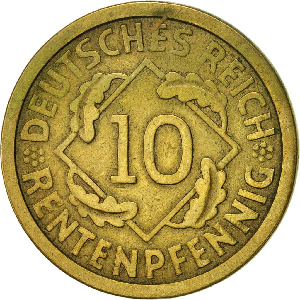 Coin, GERMANY, WEIMAR REPUBLIC, 10 Rentenpfennig, 1924, Berlin, VF(30-35)