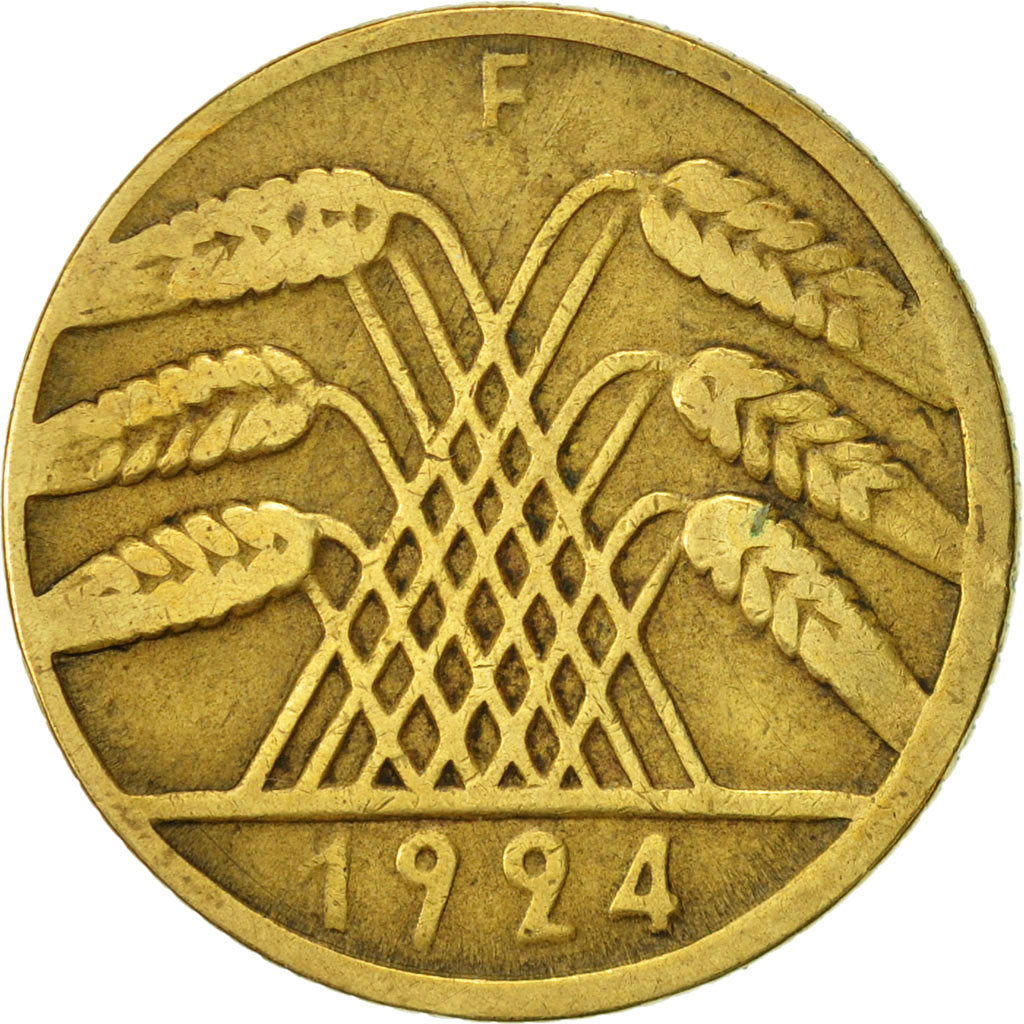 Coin, GERMANY, WEIMAR REPUBLIC, 10 Rentenpfennig, 1924, Stuttgart, EF(40-45)