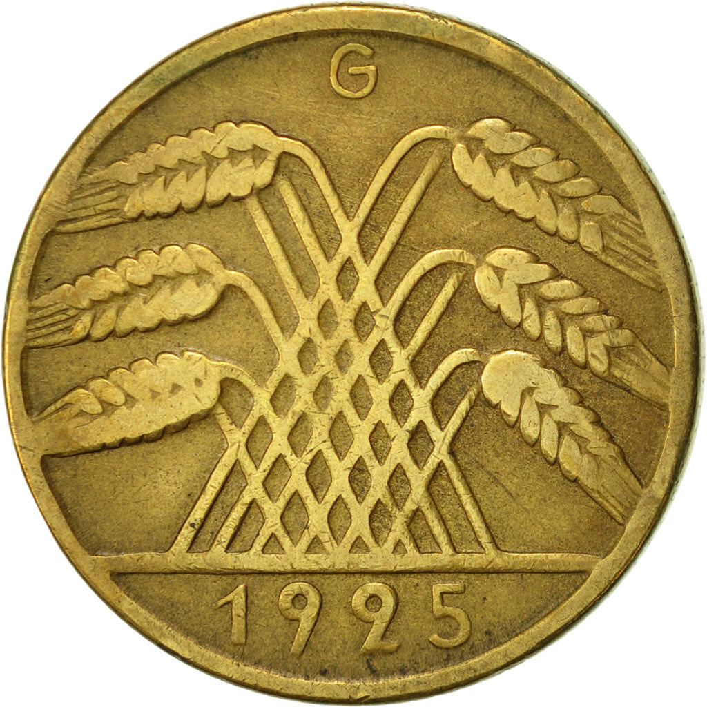 Coin, GERMANY, WEIMAR REPUBLIC, 10 Reichspfennig, 1925, Karlsruhe, EF(40-45)