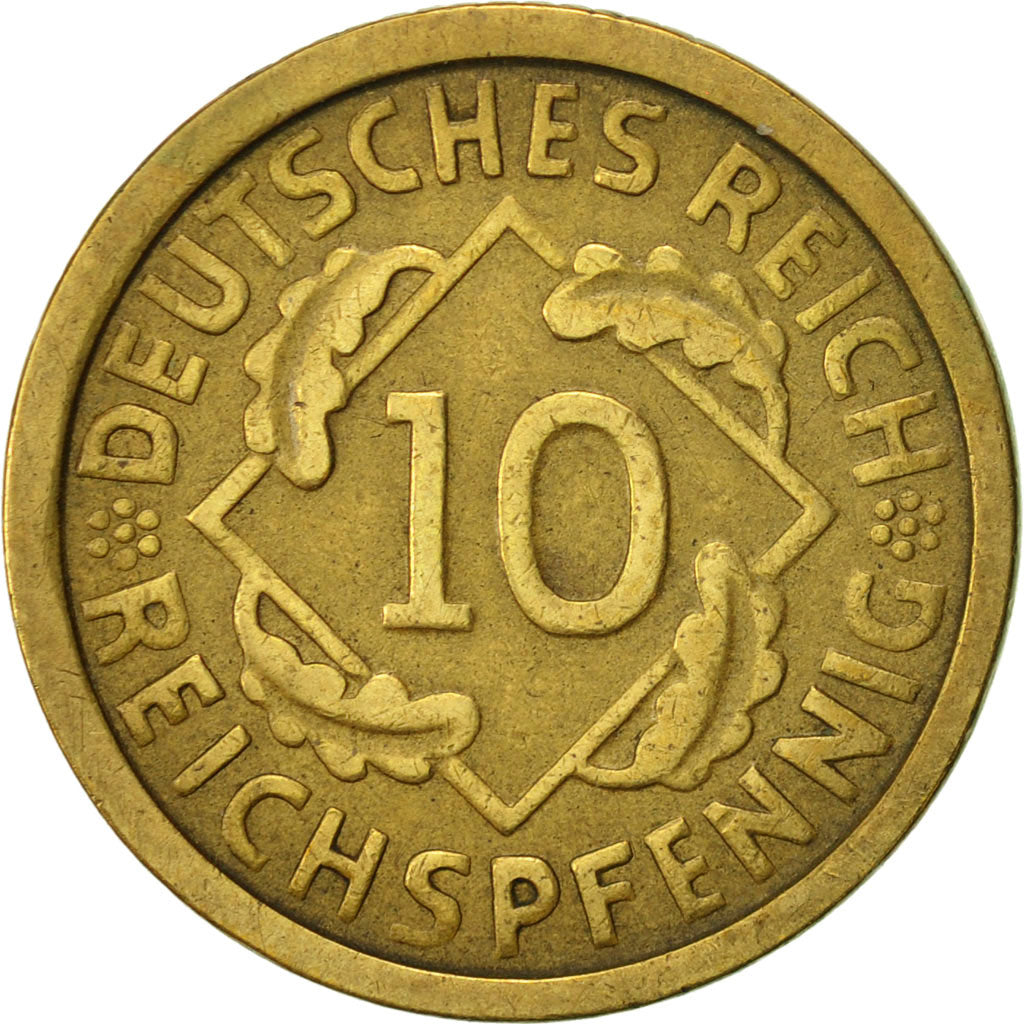 Coin, GERMANY, WEIMAR REPUBLIC, 10 Reichspfennig, 1925, Karlsruhe, EF(40-45)