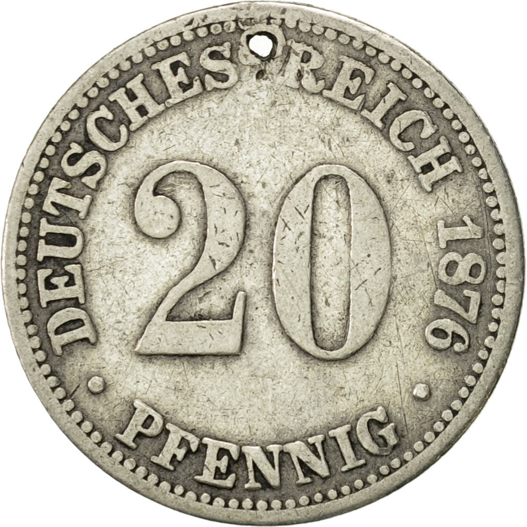 GERMANY - EMPIRE, Wilhelm I, 20 Pfennig, 1876, Vienne, S, Silber, KM:5
