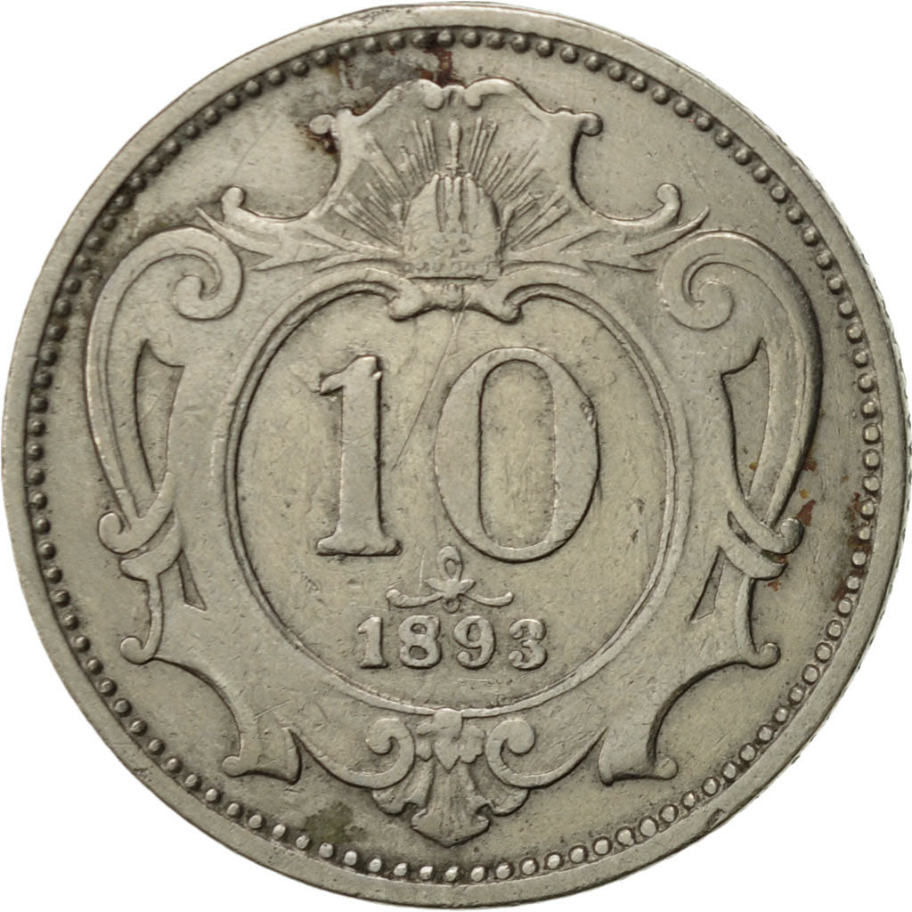 Moneta, Austria, Franz Joseph I, 10 Heller, 1893, BB, Nichel, KM:2802