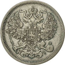 Russie, Nicholas II, 20 Kopeks, 1870, Saint-Petersburg, TTB, Argent, KM:22a.1