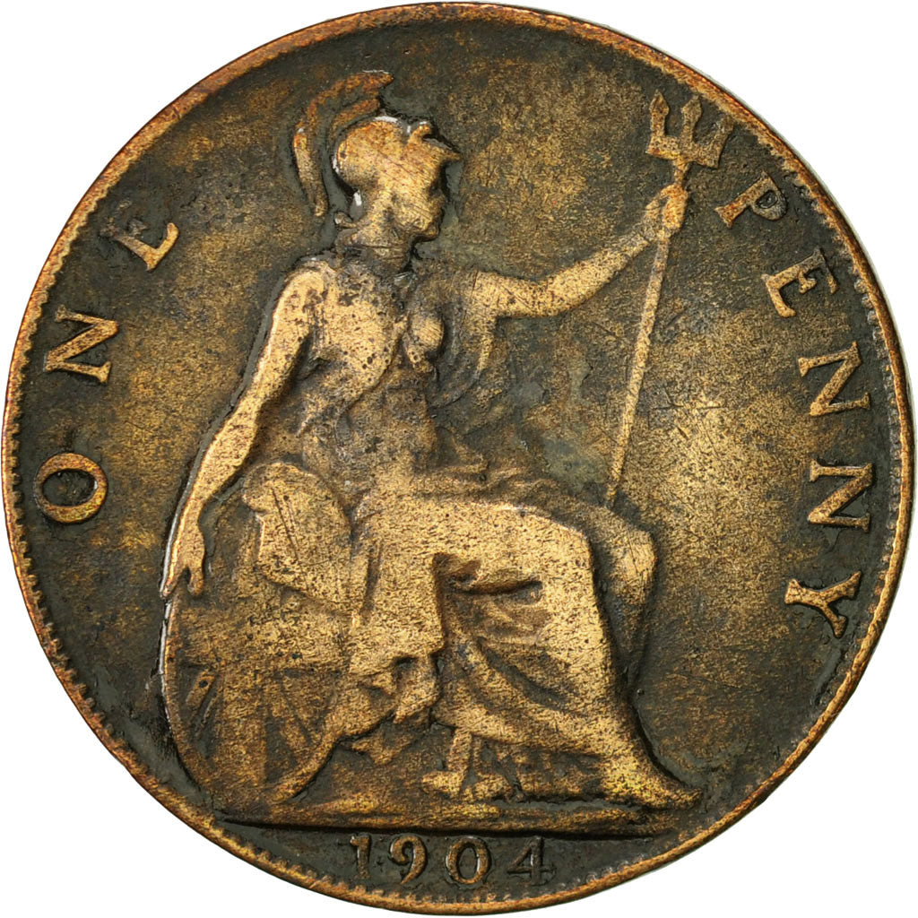 Coin, Great Britain, Edward VII, Penny, 1904, VF(20-25), Bronze, KM:794.2