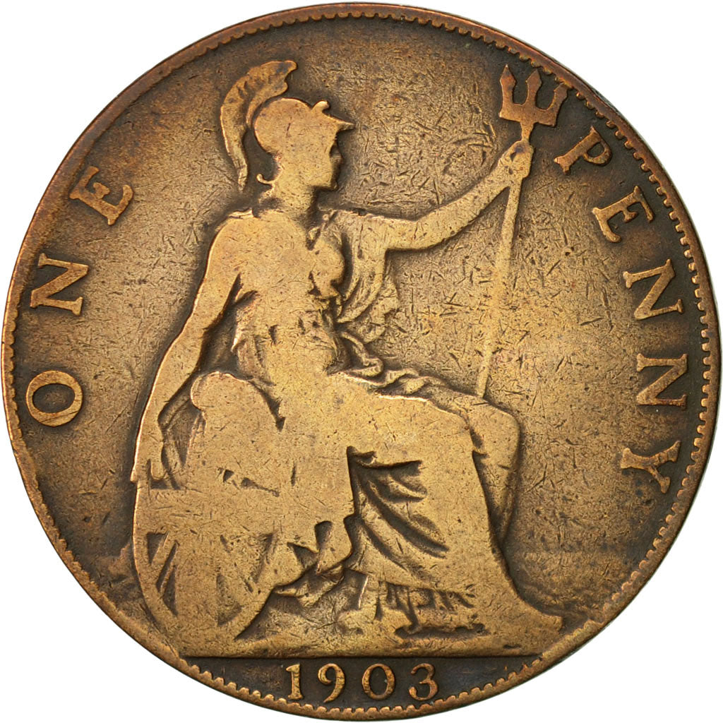 Coin, Great Britain, Edward VII, Penny, 1903, VF(20-25), Bronze, KM:794.2