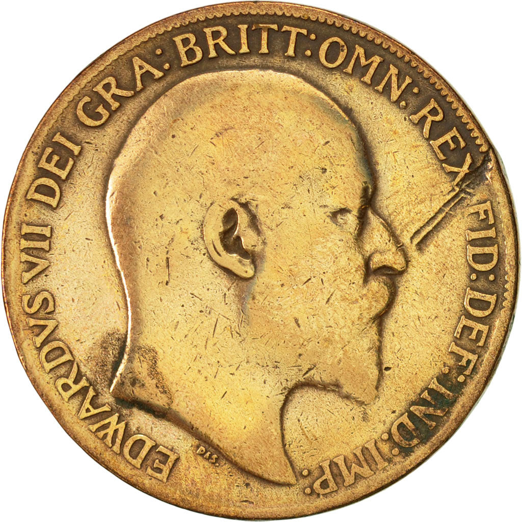 Coin, Great Britain, Edward VII, Penny, 1908, VF(20-25), Bronze, KM:794.2