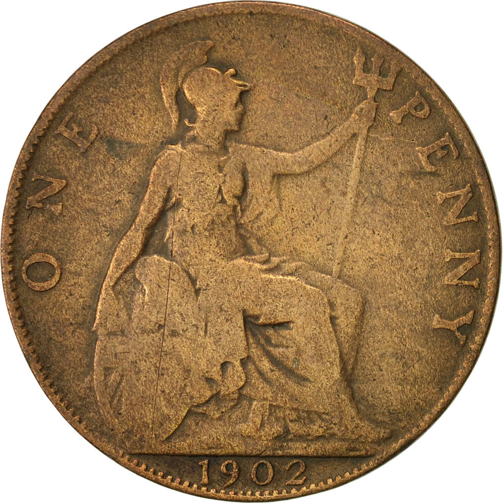 Coin, Great Britain, Edward VII, Penny, 1902, VF(20-25), Bronze, KM:794.1