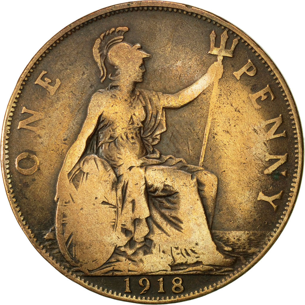 Coin, Great Britain, George V, Penny, 1918, VF(20-25), Bronze, KM:810