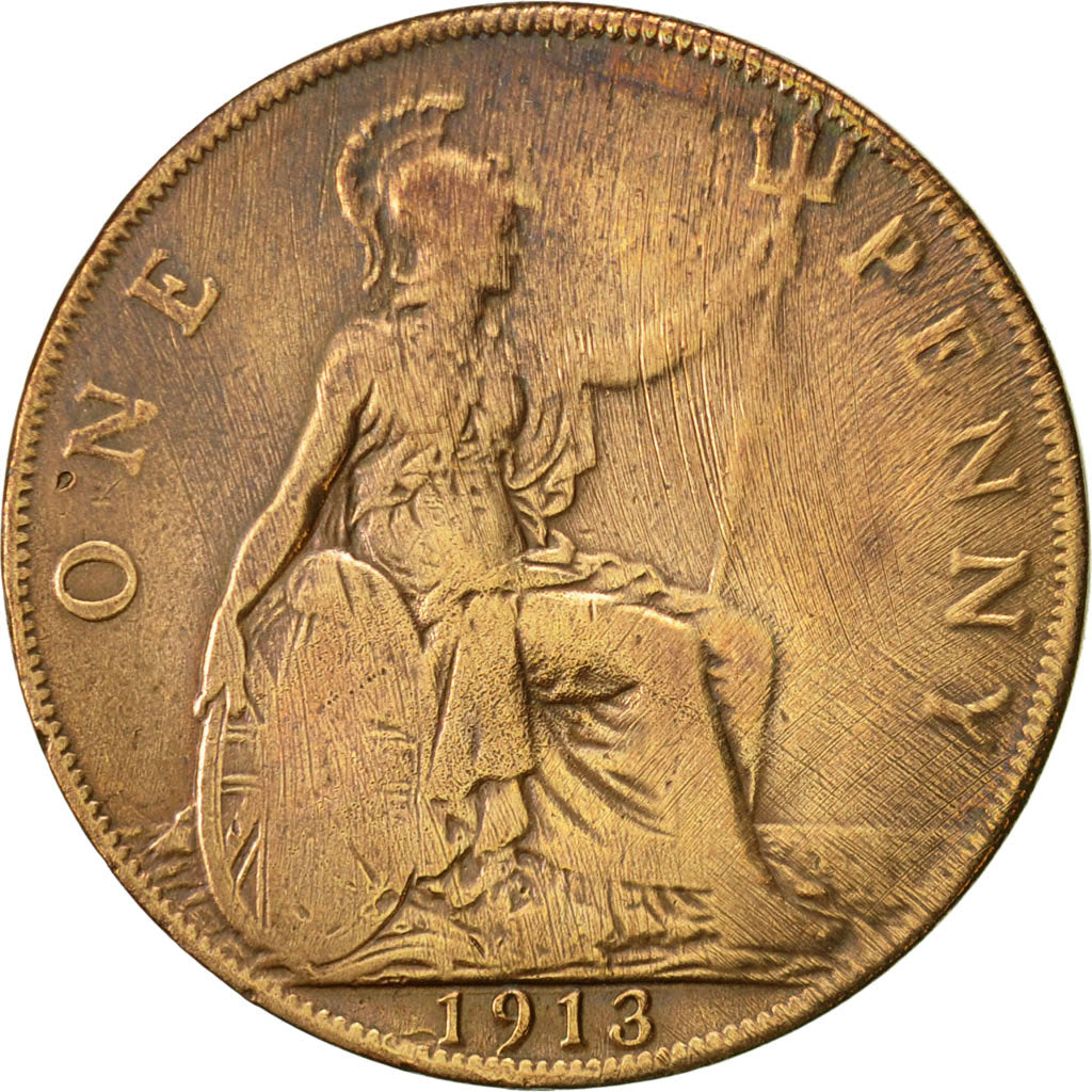 Coin, Great Britain, George V, Penny, 1913, VF(20-25), Bronze, KM:810