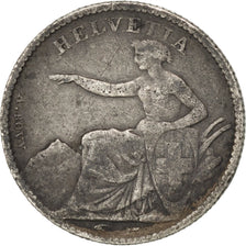 Münze, Schweiz, 1/2 Franc, 1850, Paris, S+, Silber, KM:8