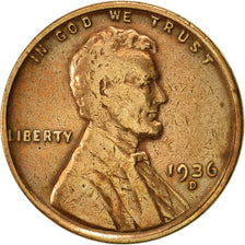 United States, Lincoln Cent, Cent, 1936, U.S. Mint, Denver, EF(40-45), Bronze