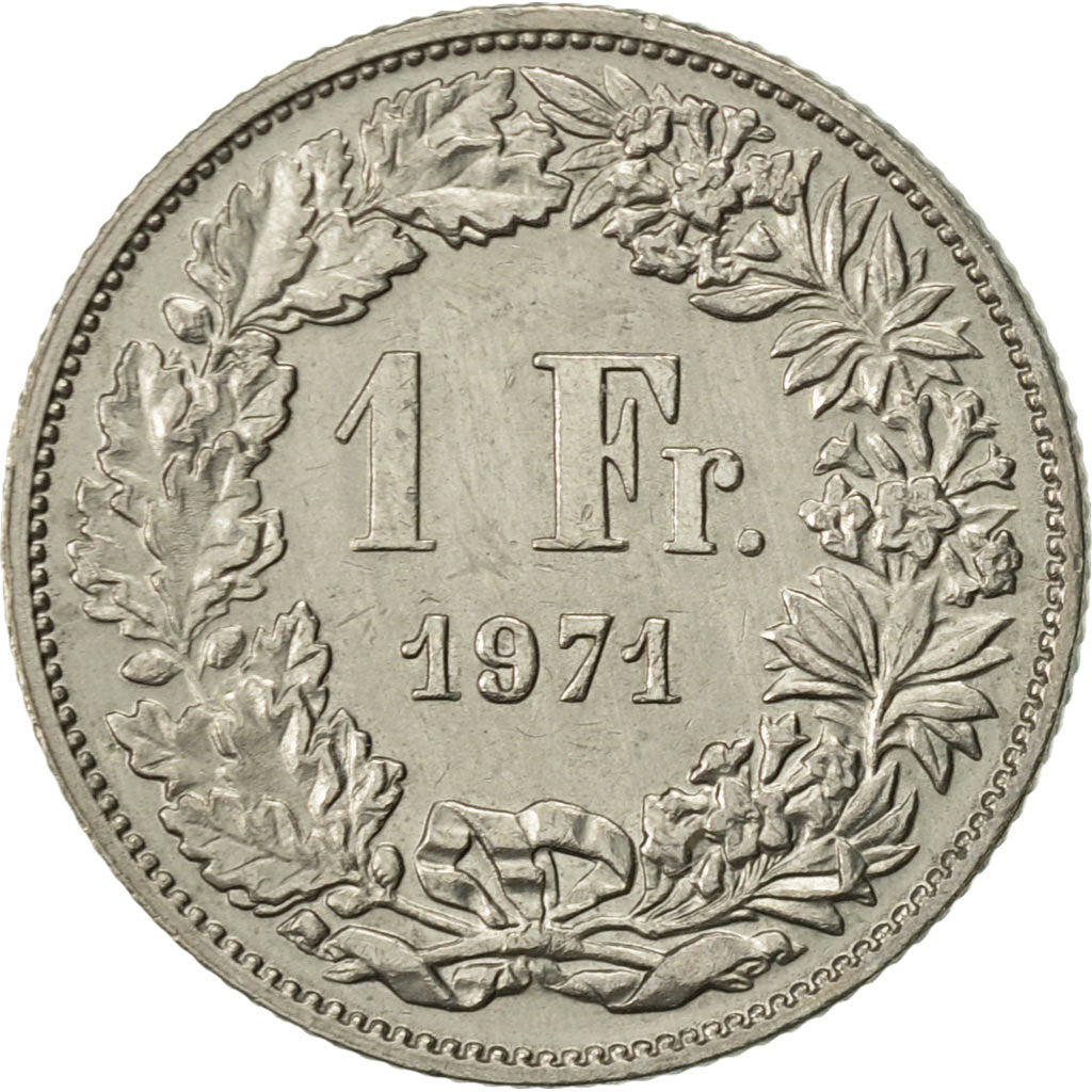 Coin, Switzerland, Franc, 1971, Bern, AU(50-53), Copper-nickel, KM:24a.1