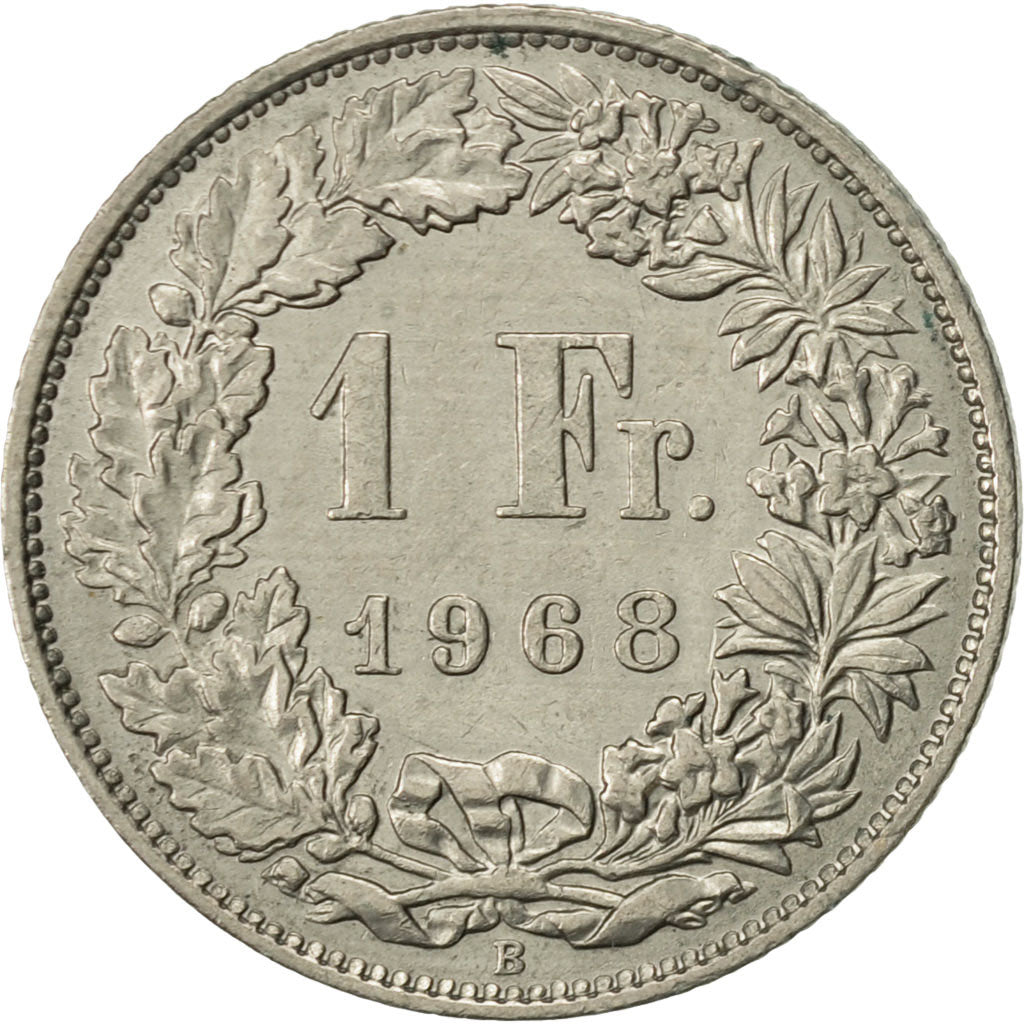 Coin, Switzerland, Franc, 1968, Bern, AU(50-53), Copper-nickel, KM:24a.1