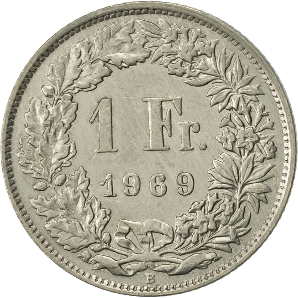 Coin, Switzerland, Franc, 1969, Bern, AU(50-53), Copper-nickel, KM:24a.1