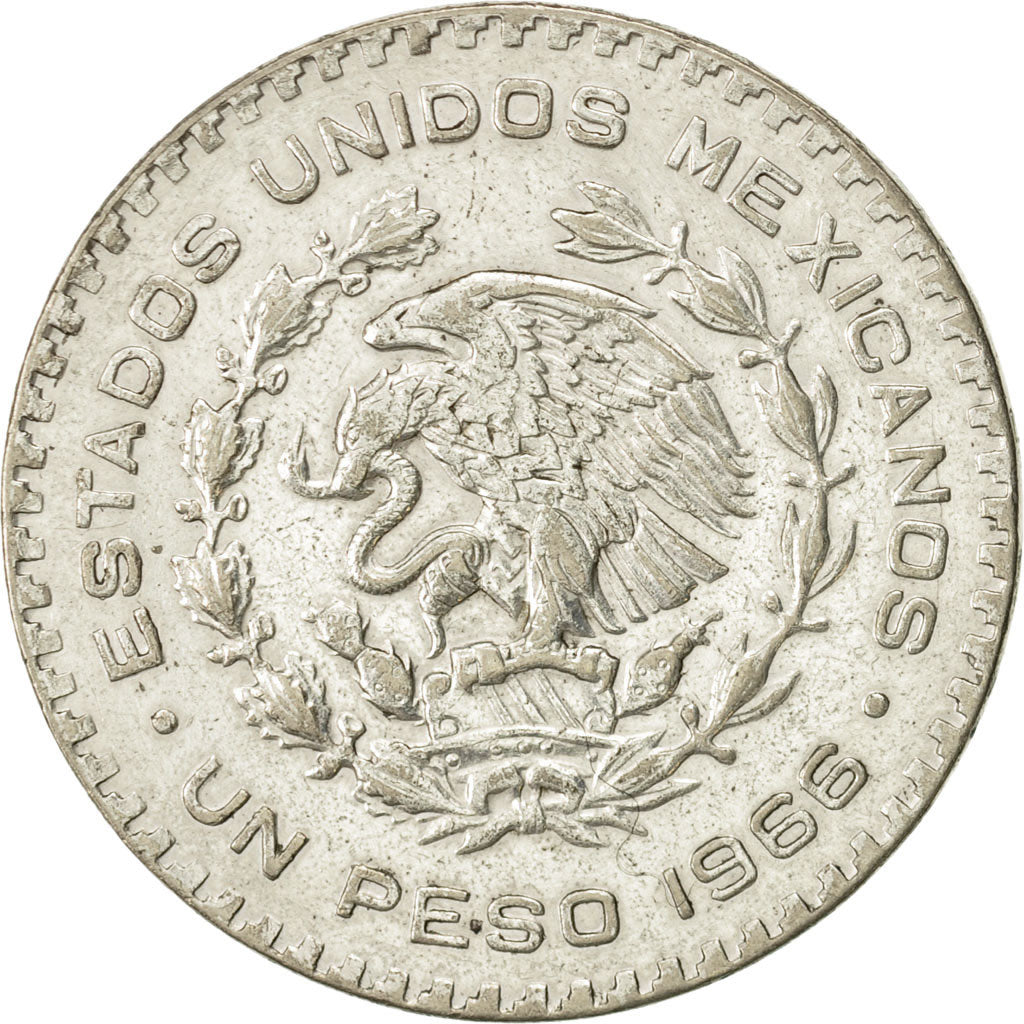 Coin, Mexico, Peso, 1966, Mexico City, EF(40-45), Silver, KM:459