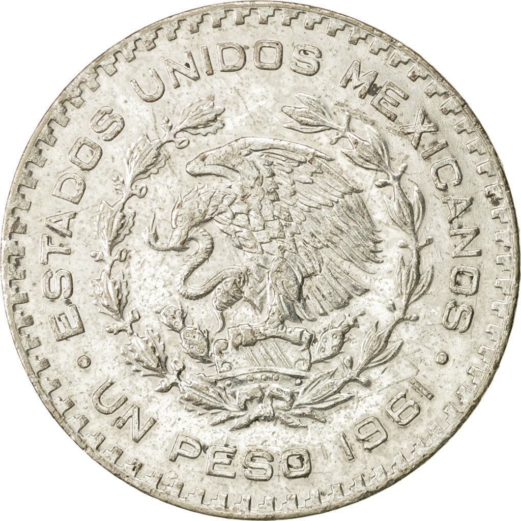 Coin, Mexico, Peso, 1961, Mexico City, EF(40-45), Silver, KM:459