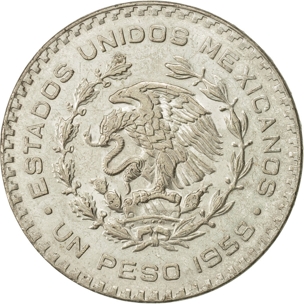 Coin, Mexico, Peso, 1958, Mexico City, EF(40-45), Silver, KM:459