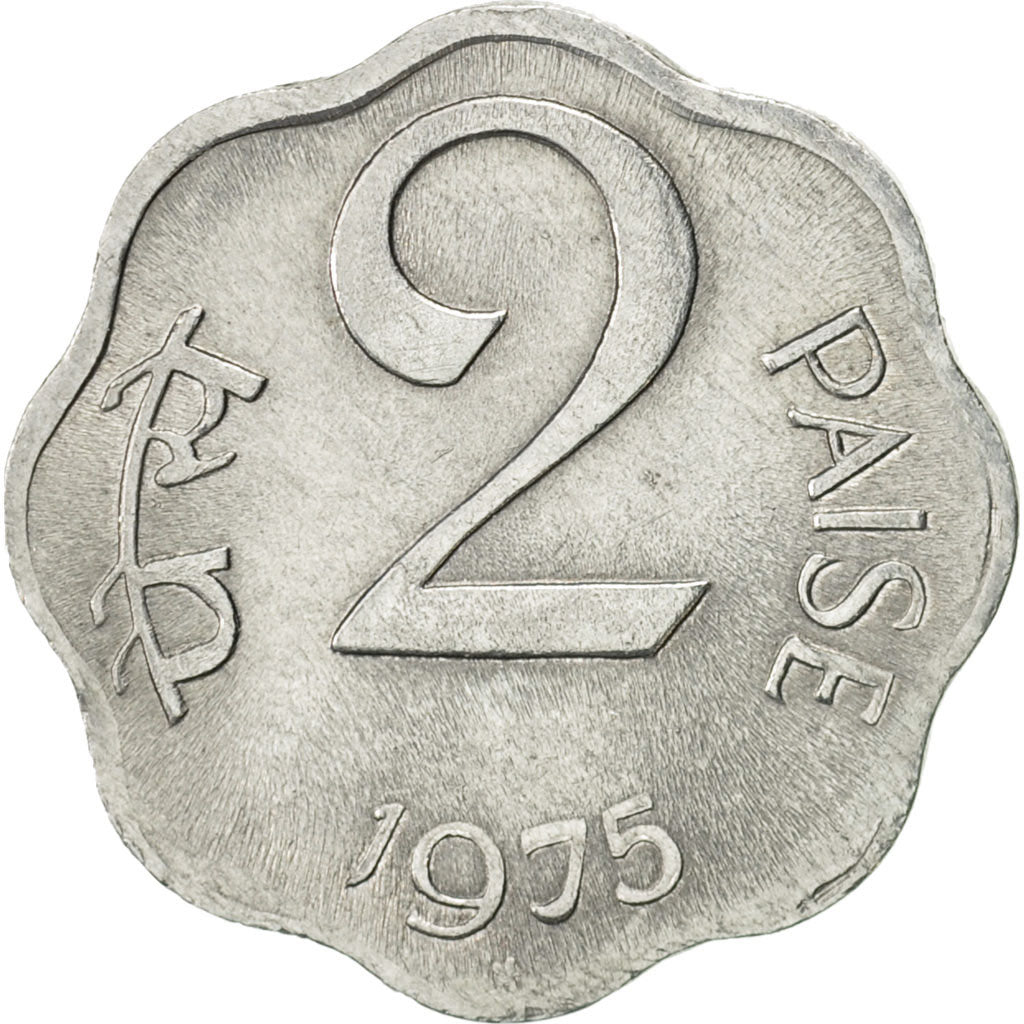 Moneta, REPUBBLICA DELL’INDIA, 2 Paise, 1975, BB, Alluminio, KM:13.6