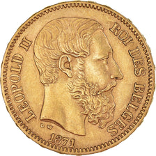Coin, Belgium, Leopold II, 20 Francs, 20 Frank, 1871, AU(55-58), Gold, KM:37